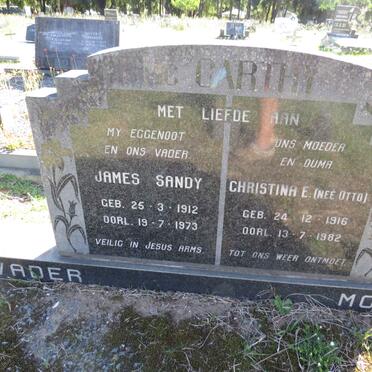 MCCARTHY James Sandy 1912-1973 &amp; Christina OTTO 1916-1982