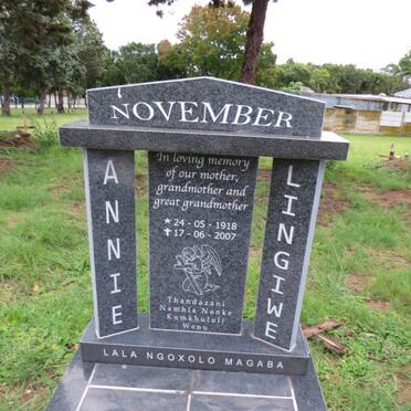 NOVEMBER Annie Lingiwe 1918-2007