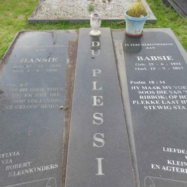 PLESSIS Hansie, du 1936-1998 & Babsie 1931-2017