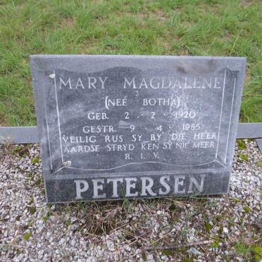 PETERSEN Mary Magdalene nee BOTHA 1920-1985