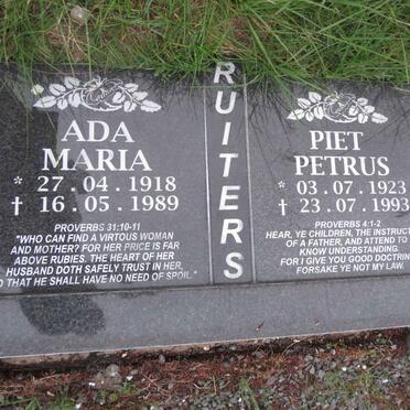 RUITERS Piet Petrus 1923-1993 & Ada Maria 1918-1989