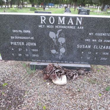 ROMAN Pieter John 1935-2012 & Susan Elizabeth 1936-2002
