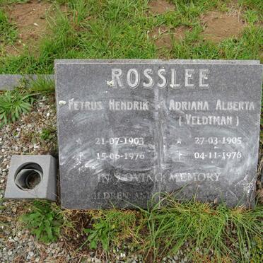 ROSSLEE Petrus Hendrik 1903-1976 & Adriana Alberta VELDTMAN 1905-1976