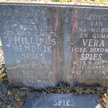 SPIES Phillipus Hendrik 1885-1970 &amp; Vera DIXON 1917-1997