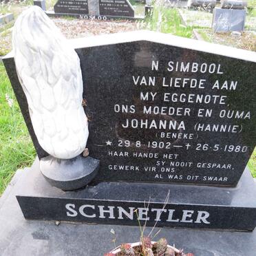 SCHNETLER Johanna nee BENEKE 1902-1980