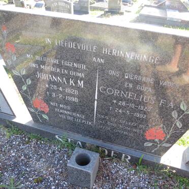 STANDER Cornelius F.A. 1920-1992 &amp; Johanna K.M. 1928-1990