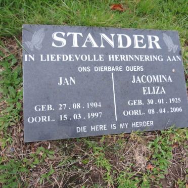 STANDER Jan 1904-1997 & Jacomina Eliza 1925-2006