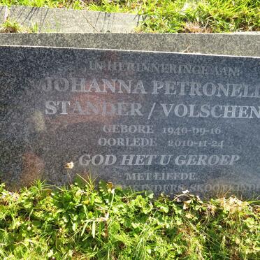 STANDER Johanna Petronella nee VOLSCHENK 1940-2010