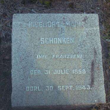 SCHONKEN Ingeborg Marie nee FRANZEN 1858-1943