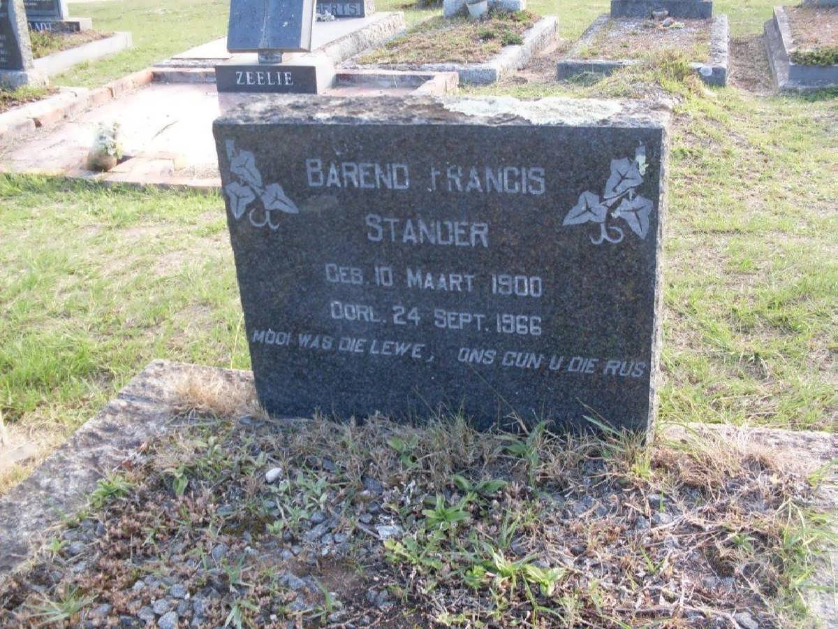 STANDER Barend Francis 1900-1966