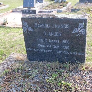 STANDER Barend Francis 1900-1966