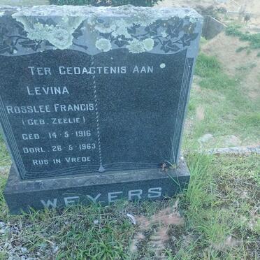 WEYERS Levina Rosslee Francis nee ZEELIE 1916-1963