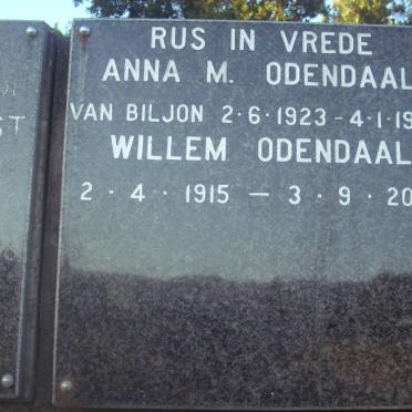 ODENDAAL Willem 1915-2001 &amp; Anna M. VAN BILJON 1923-1984