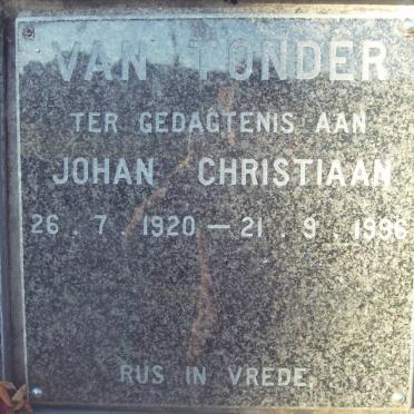 TONDER Johan Christiaan, van 1920-1996