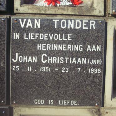 TONDER Johan Christiaan, van 1951-1998