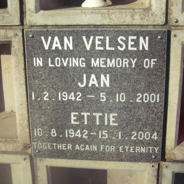 VELSEN Jan 1942-2001, van &amp; Ettie 1942-2004