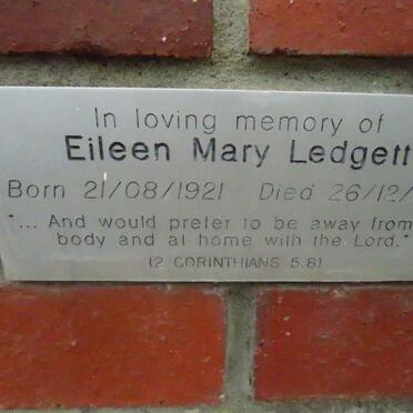 LEDGETT Eileen Mary 1921-1997