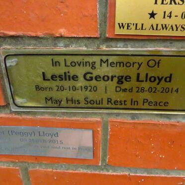 LLOYD Leslie George 1920-2014