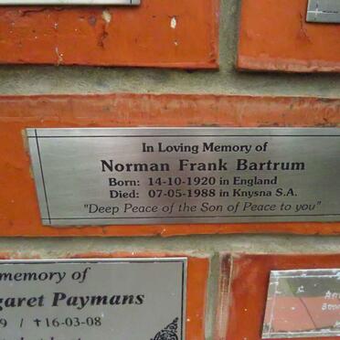 BARTRUM Norman Frank 1920-1988