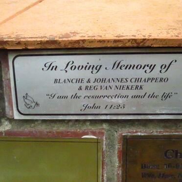 CHIAPPERO Johannes &amp; Blanche :: VAN NIEKERK Reg