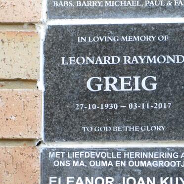 GREIG Leonard Raymond 1930-2017