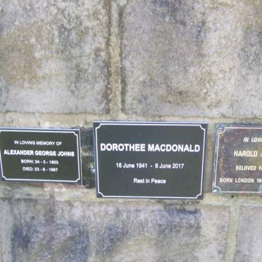MACDONALD Dorothy 1941-2017