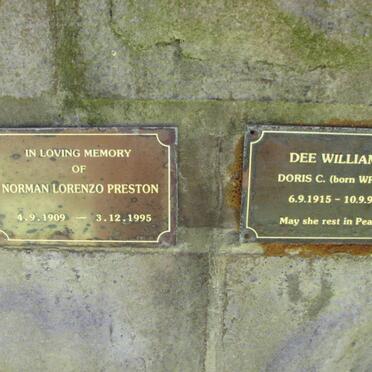 PRESTON Norman Lorenzo 1909-1995 :: WILLIAMS Doris C. nee WREN 1915-1994