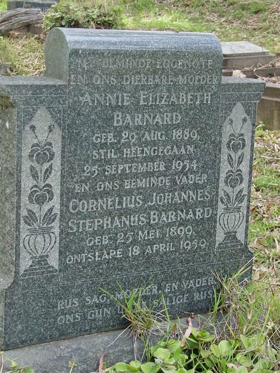 BARNARD Cornelius Johannes Stephanus 1899-1959 &amp; Annie Elizabeth 1889-1954