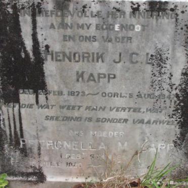 KAPP Hendrik J.C.L. 1873-1947 &amp; Petronella M. STANDER 1880-