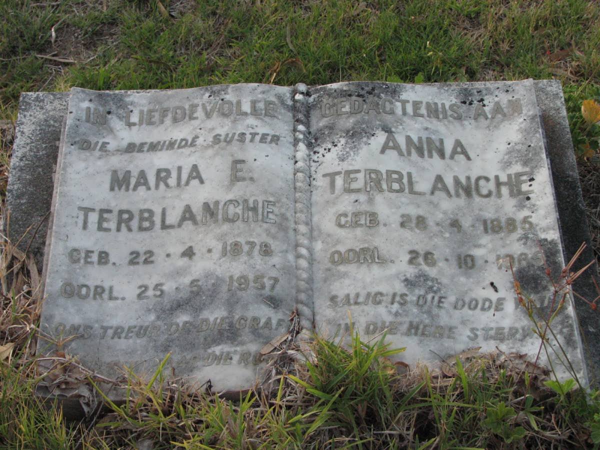 TERBLANCHE Maria E. 1878-1957 :: TERBLANCHE Anna 1885-1965