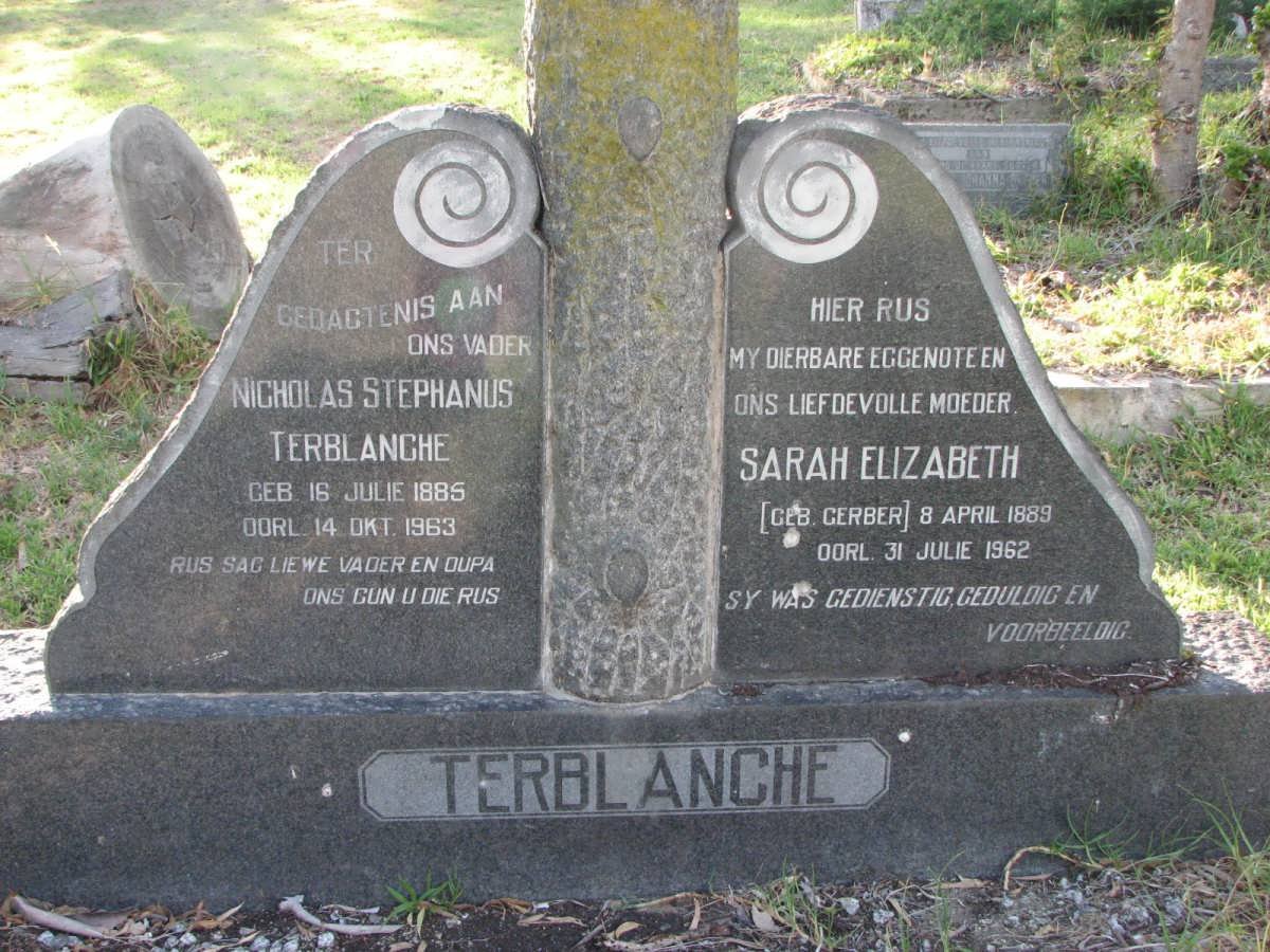 TERBLANCHE Nicholas Stephanus 1885-1963 &amp; Sarah Elizabeth GERBER 1889-1962