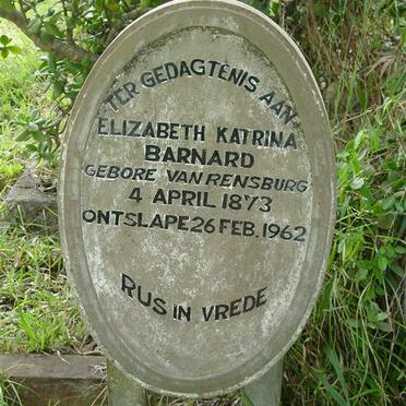BARNARD Elizabeth Katarina née VAN RENSBURG 1873-1962
