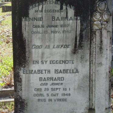 BARNARD Hennie 1887-1947 &amp; Elizabeth Isabella JONCK 1891-1949