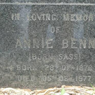BENN Annie nee SASS 1876-1977