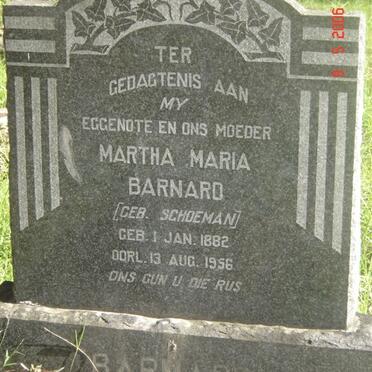 BARNARD Martha Maria nee SCHOEMAN 1882-1956