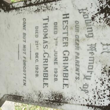 GRIMBLE Thomas -1928 &amp; Hester -1928