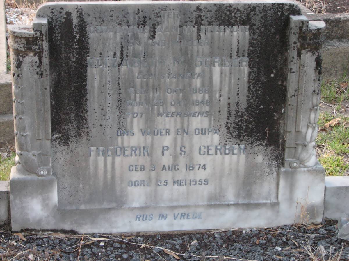 GERBER Frederik P.S. 1874-1959 &amp; Elizabeth M. STANDER 1888-1948