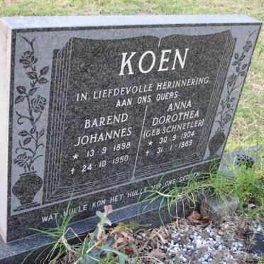 KOEN Barend Johannes 1898-1950 &amp; Anna Dorothea nee SCHNETLER 1904-1989