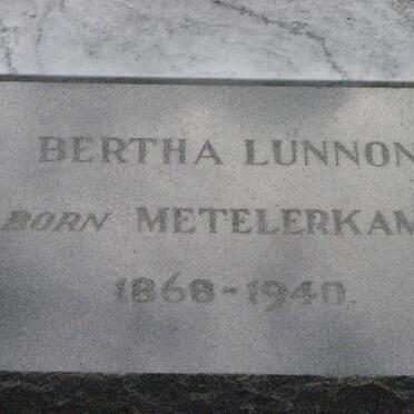 LUNNON Bertha nee METELERKAMP 1868-1940