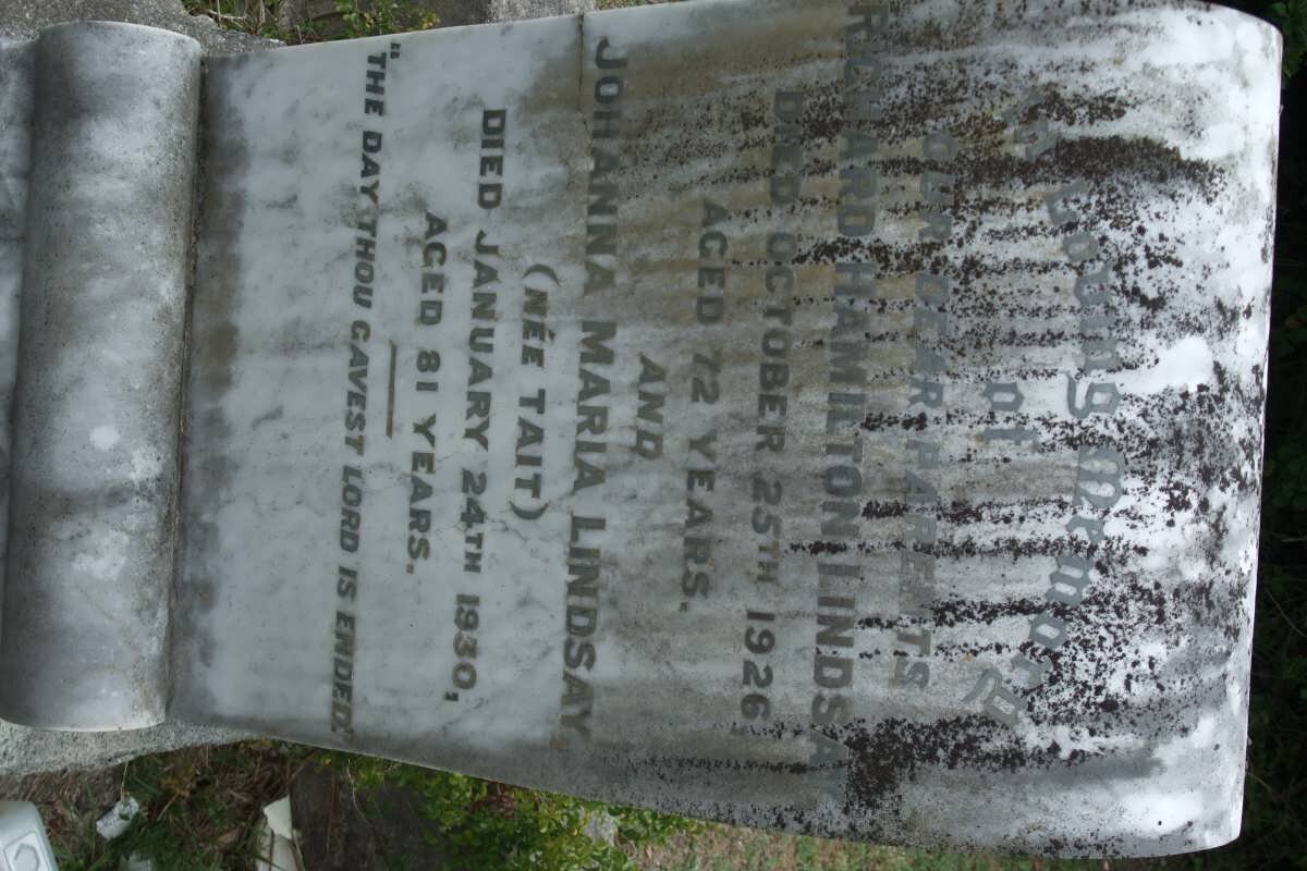 LINDSAY Richard Hamilton -1926 &amp; Johanna Maria TAIT -1930