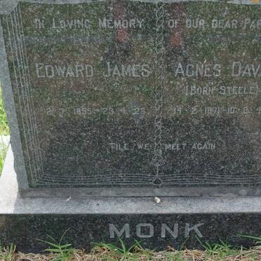 MONK Edward James 1855-1926 &amp; Agnes Davie STEELE 1871-1947