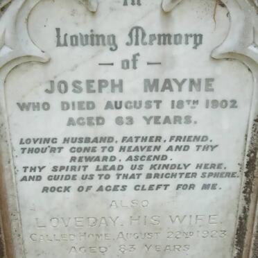 MAYNE Joseph -1902 &amp; Loveday -1923
