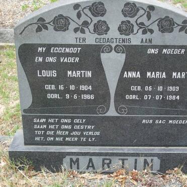 MARTIN Louis 1904-1966 &amp; Anna Maria 1909-1984