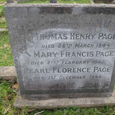 PAGE Thomas Henry -1944 :: PAGE Pearl Florence -1946 :: PAGE Mary Francis -1947
