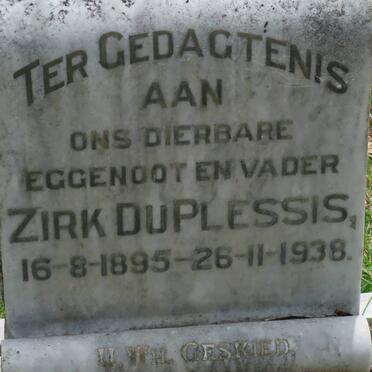 PLESSIS Zirk, du 1895-1938