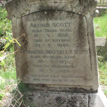 SCOTT Arthur 1868-1946 &amp; Martha E.P. 1871-1954
