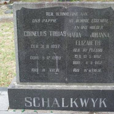SCHALKWYK Cornelius Tobias 1897-1940 &amp; Maria Johanna DU PLESSIS 1897-1957