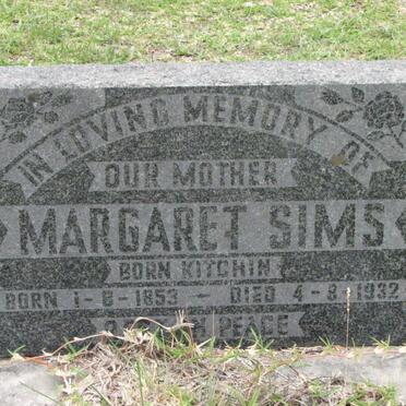 SIMS Margaret nee KITCHIN 1853-1932