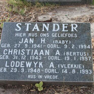 STANDER Jan H. 1941-1994 :: STANDER Christiaan A. 1943-1997 :: STANDER Lodewyk A. 1948-1993