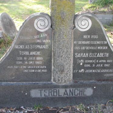 TERBLANCHE Nicholas Stephanus 1885-1963 &amp; Sarah Elizabeth GERBER 1889-1962